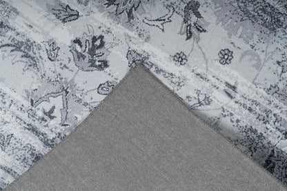  Qiyano Orientalischer Teppich Kurzflor Im Vintage-Look Für Wohnzimmer Grau, 170 X 240 Cm