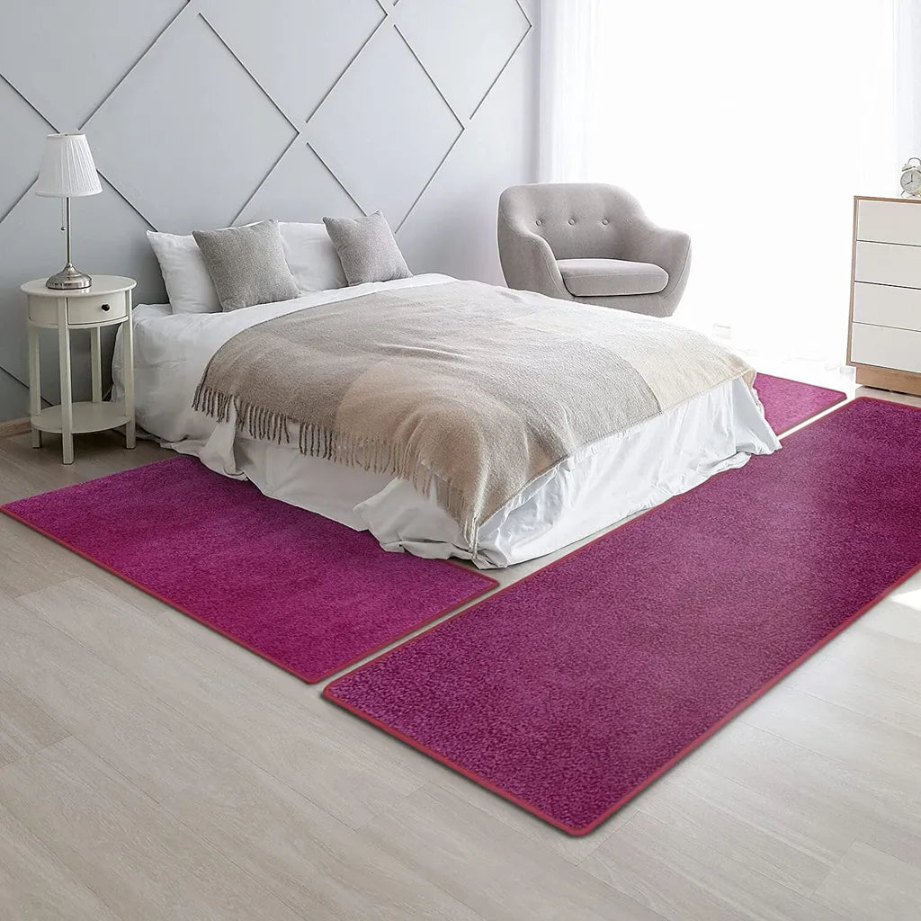  Bettumrandung Barcelona Berry 1 Läufer 80x300 Cm + 2 Brücken 80x150 Cm