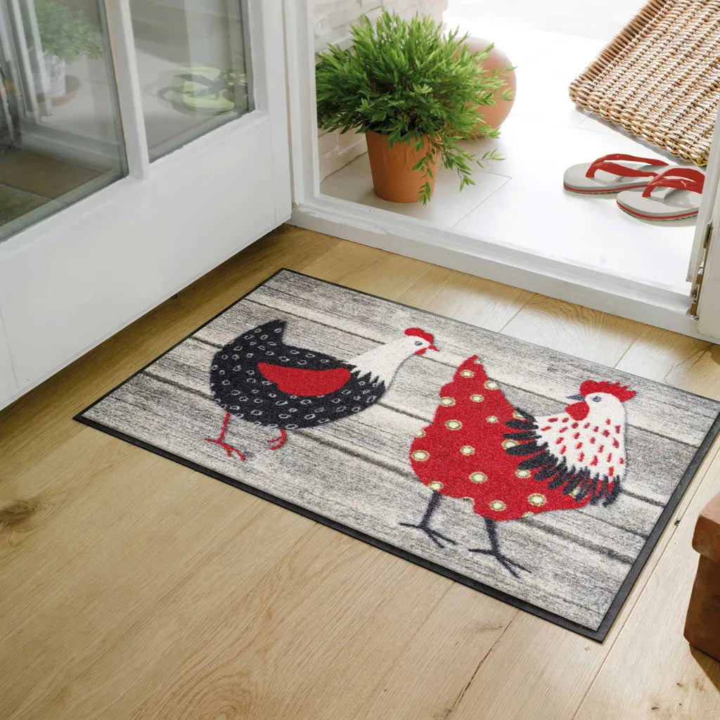  Wash+dry Fußmatte Chicken Farm 50 X 75 Cm Waschbare Tiermatte