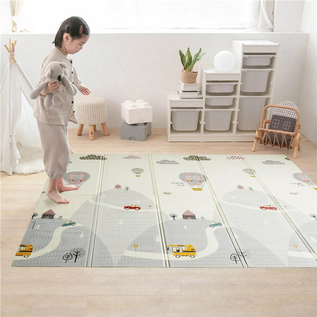  Babymatte DICKE 1,5 Cm. Faltbare Kindermatte Baby Spielmatte- 180x200x1.5cm. Wendefähige Und Ungiftige Wasserdichte Schaumstoff Kinderteppich- Krabbelmatte Spiel-Teppich Bodenmatte Kinder-Matte
