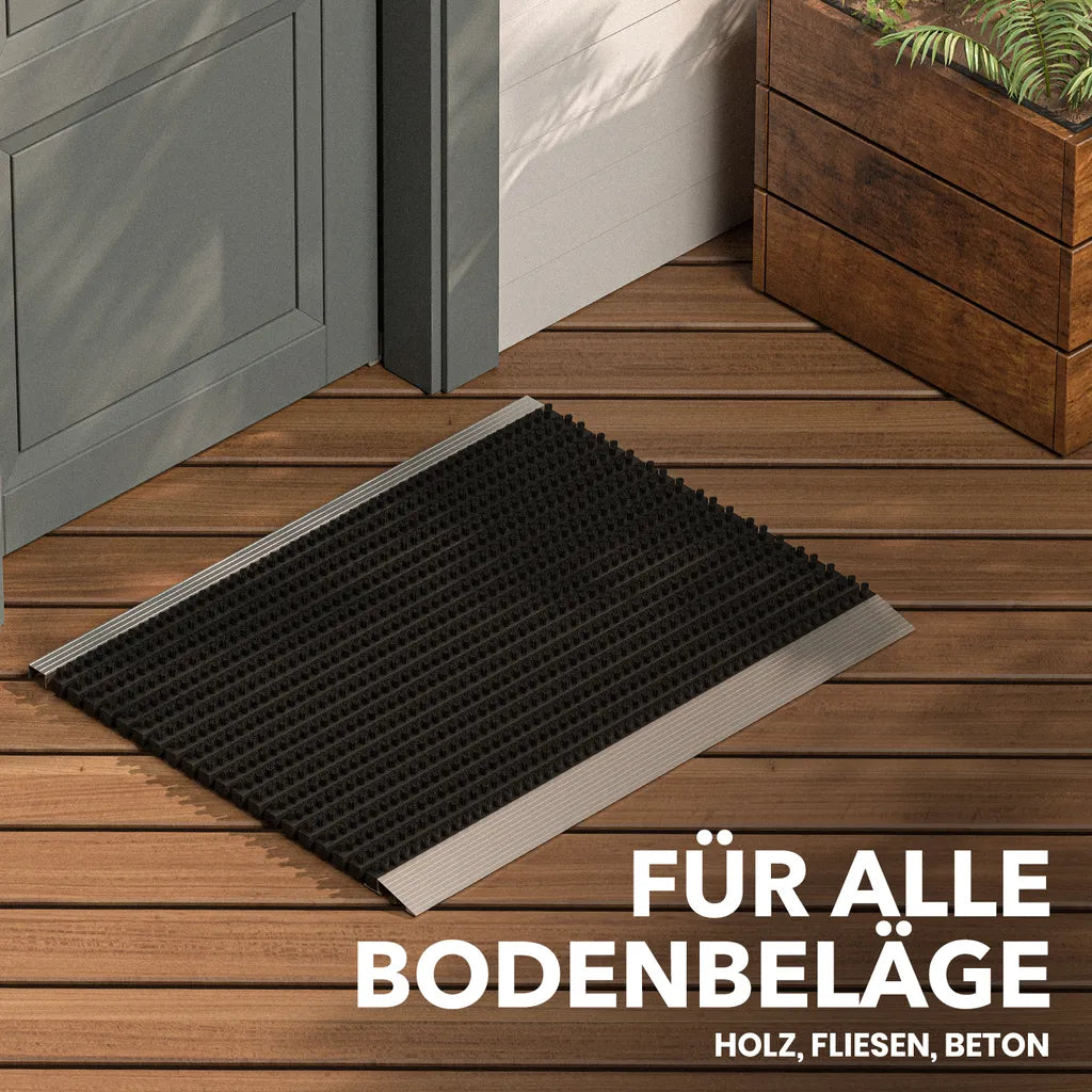  Fußmatte Außen Alu Mit Bürsten Schwarz, Schmutzfangmatte 60 X 90 Cm, Fußmatte Aussenbereich, Aluminium Türmatte Außen, Fußabtreter Außen, Schuhabstreifer Hauseingang, Bürstenmatte Outdoor, Abtreter