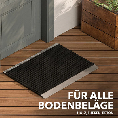  Fußmatte Außen Alu Mit Bürsten Schwarz, Schmutzfangmatte 60 X 90 Cm, Fußmatte Aussenbereich, Aluminium Türmatte Außen, Fußabtreter Außen, Schuhabstreifer Hauseingang, Bürstenmatte Outdoor, Abtreter