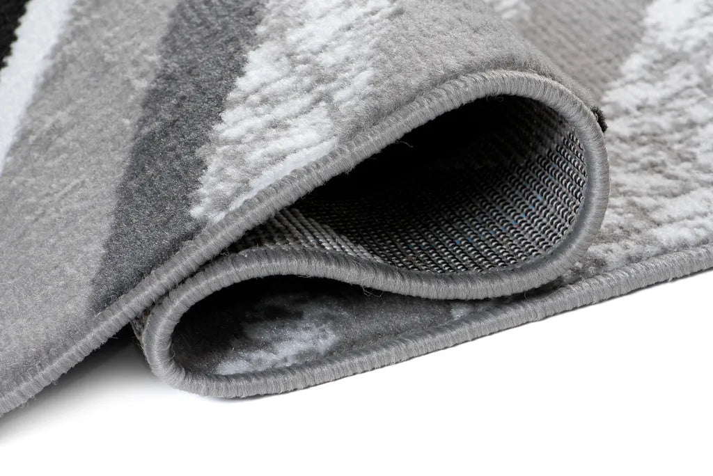  Läufer Teppich Meterware Flur Brücke Wohnzimmer Schlafzimmer Kurzflor Modern Design Meliert Grau Weiß Schwarz 80 X 190