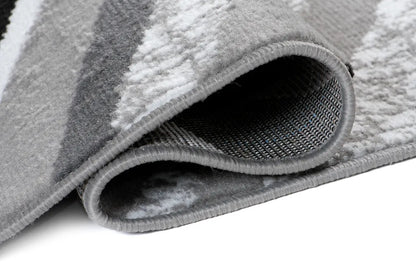  Läufer Teppich Meterware Flur Brücke Wohnzimmer Schlafzimmer Kurzflor Modern Design Meliert Grau Weiß Schwarz 80 X 190