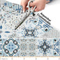  Läufer Küchenläufer Abwischbar Flurläufer Teppichläufer MIRZA Blau Azulejos Robust Breite 48cm Länge 180cm