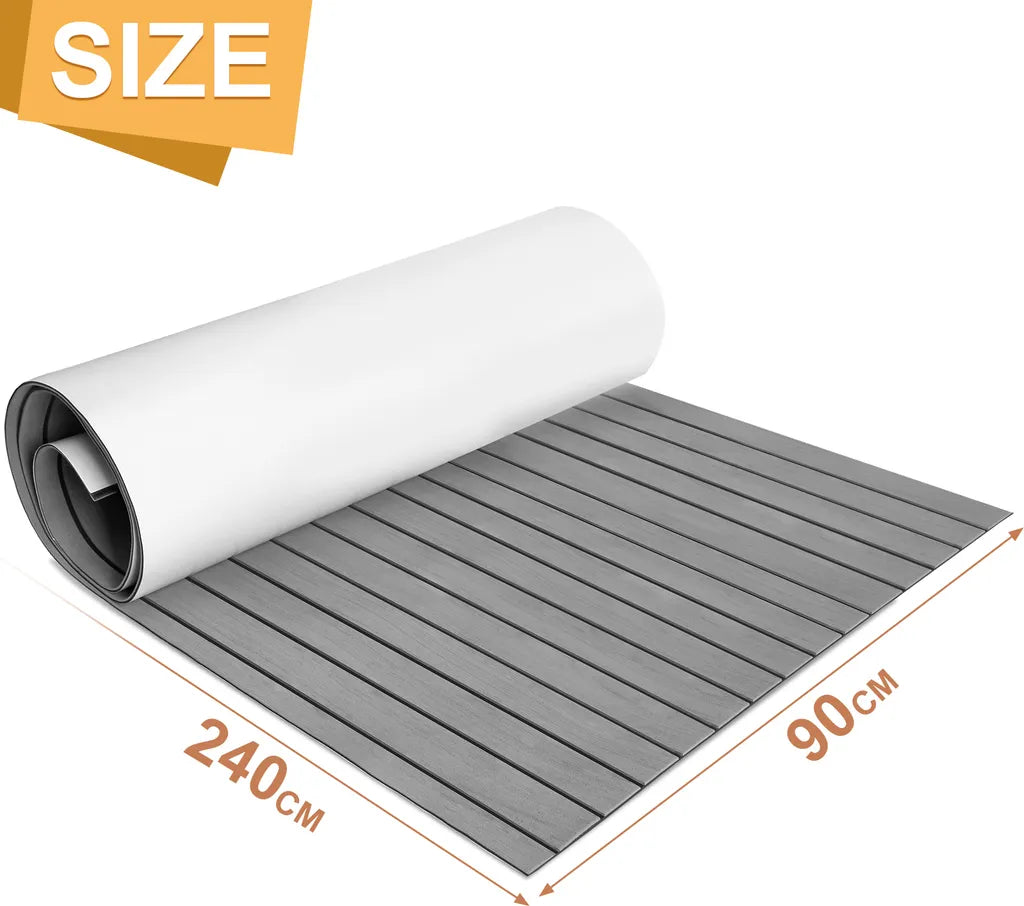  EINFEBEN Bodenbelag Matte Deck Teppich EVA Schaum Teak Yacht Selbstklebend Fußboden Deck Matte Grau 240x90cm