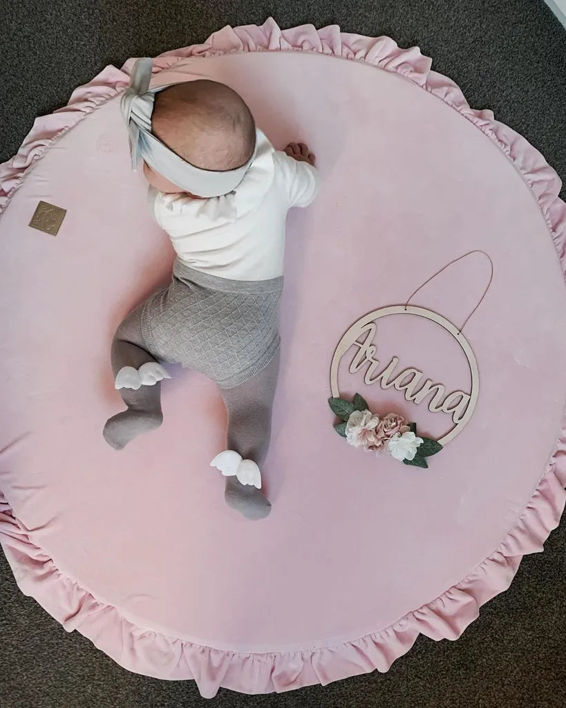  MeowBaby Baby Spielmatte Rund Mit Volant, Rosa