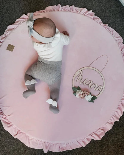  MeowBaby Baby Spielmatte Rund Mit Volant, Rosa