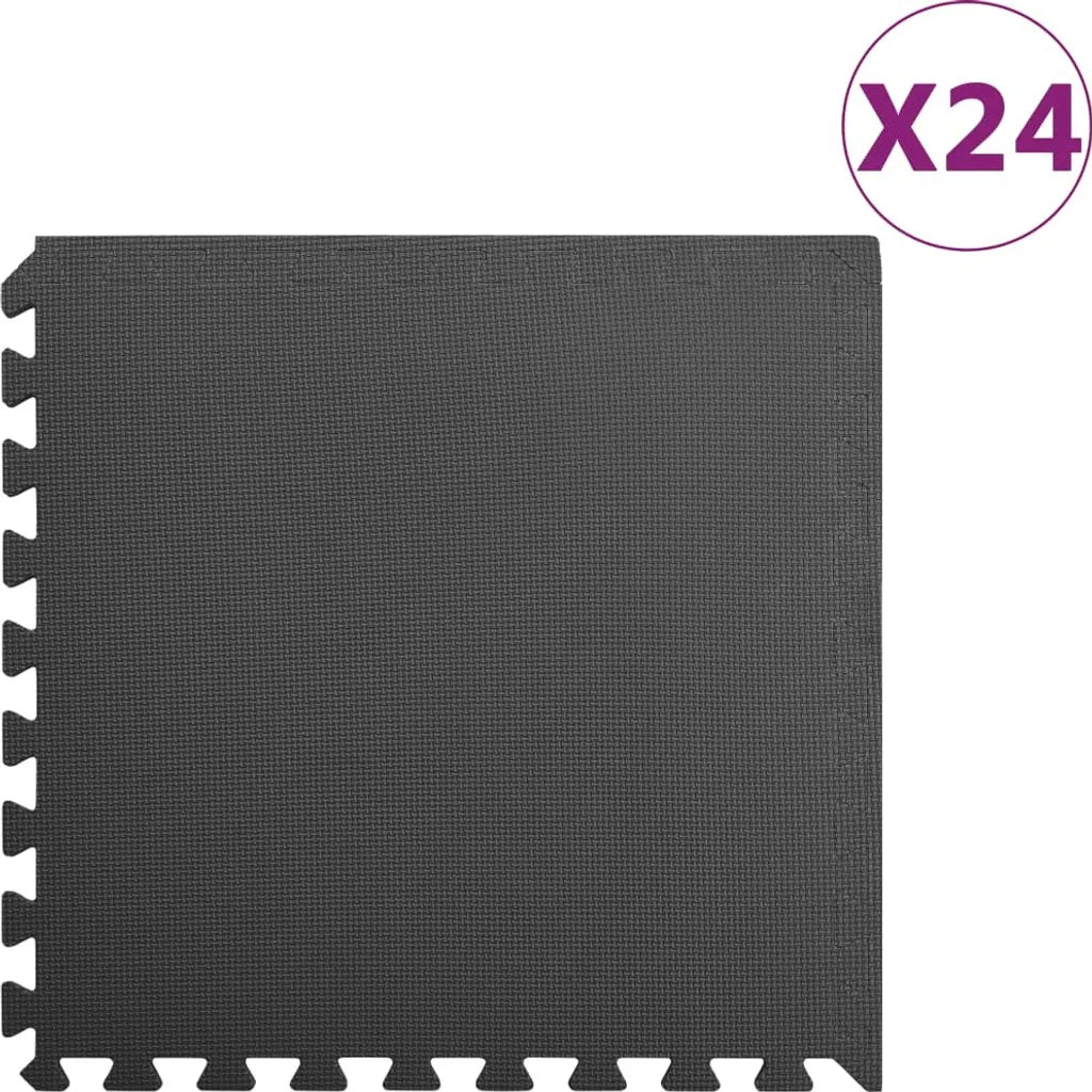  VidaXL Bodenmatten 24 Stk. 8,64 M² EVA-Schaum Schwarz