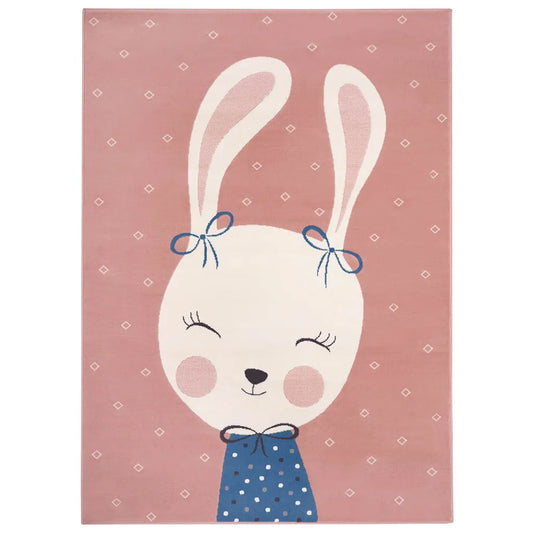  Kinderteppich Kurzflor Bunny Polly Hase Rosa, Größe:80x150 Cm