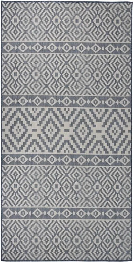  VidaXL Outdoor-Teppich Flachgewebe 100x200 Cm Blau Gestreift