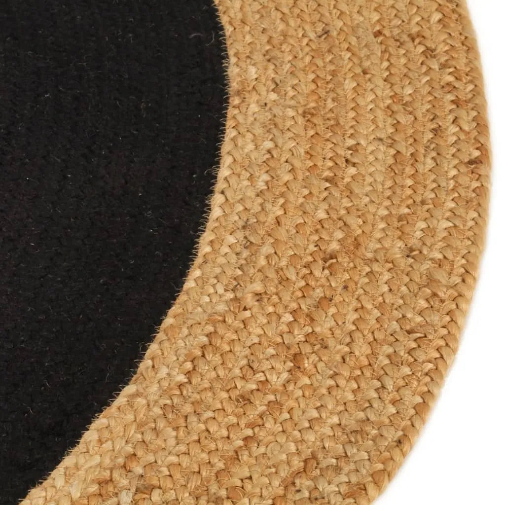  VidaXL Teppich Geflochten Schwarz & Natur 90 Cm Jute & Baumwolle Rund