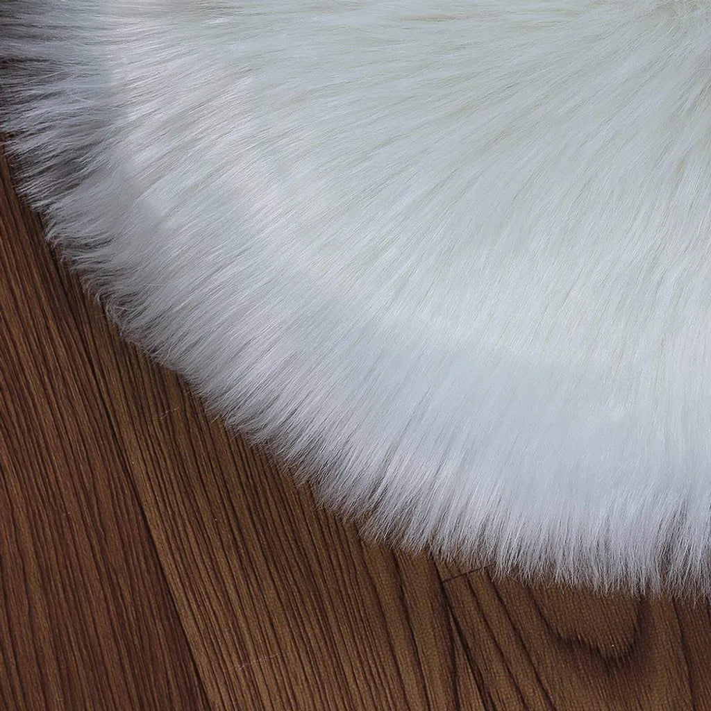  Faux Lammfell Schaffell Teppich Kunstfell Dekofell In Super Weich Lammfellimitat Teppich Longhair Fell Optik Nachahmung Wolle Bettvorleger Sofa Matte (Rundes Weiß, 30 X 30 Cm)