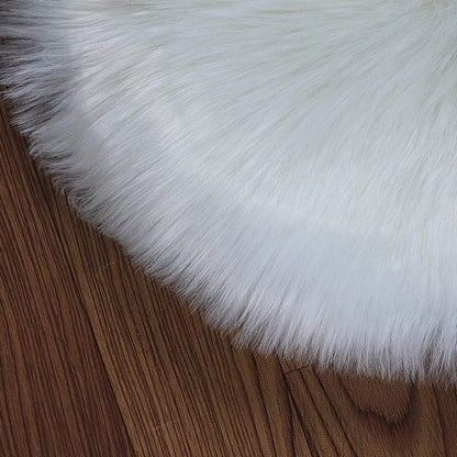  Faux Lammfell Schaffell Teppich Kunstfell Dekofell In Super Weich Lammfellimitat Teppich Longhair Fell Optik Nachahmung Wolle Bettvorleger Sofa Matte (Rundes Weiß, 30 X 30 Cm)