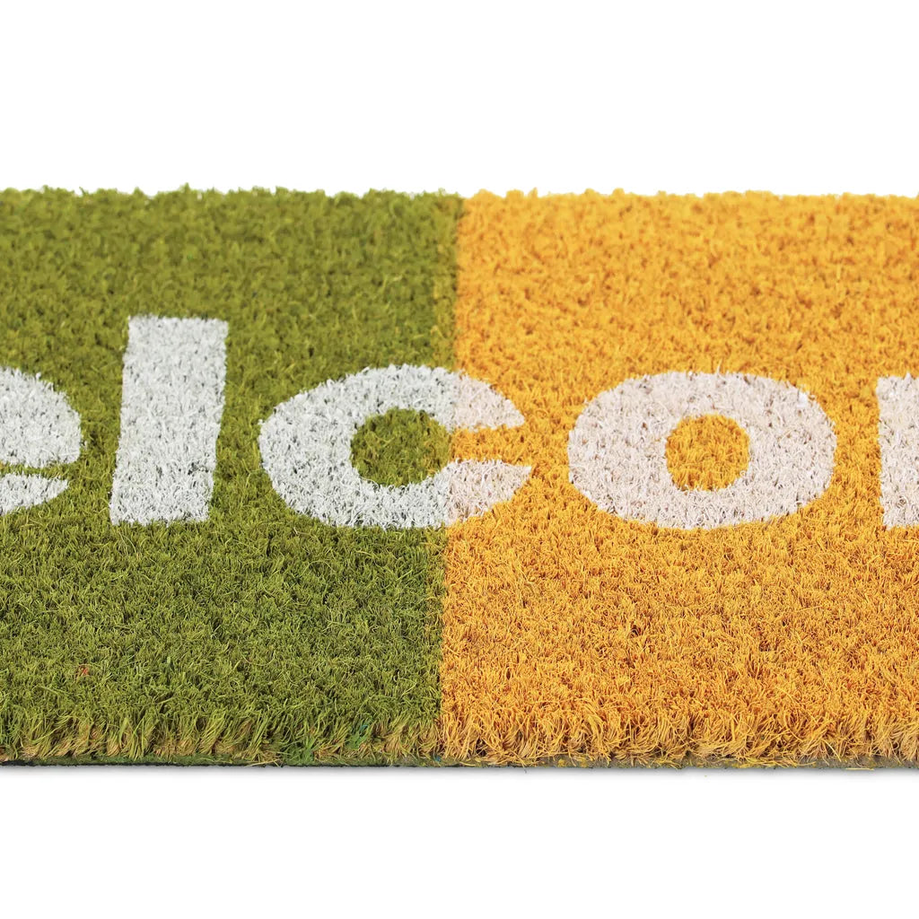  Relaxdays Kokos Fußmatte "Welcome" Regenbogen