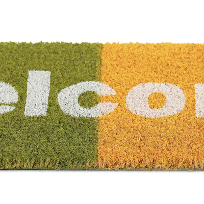  Relaxdays Kokos Fußmatte "Welcome" Regenbogen