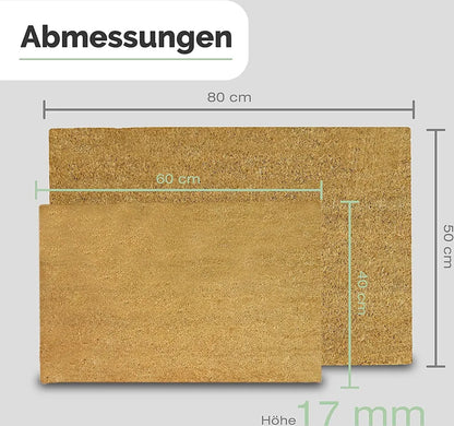  Entrando Fußmatte Aus Kokos - Natur Braun 40x60 Cm - Antibakteriell, Rutschfest, Wetterfest - Optimale Haustür Fussmatte Für Aussen