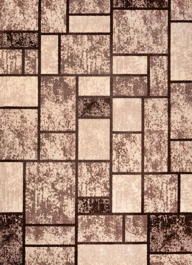  Moderner Teppich Wohnzimmer Geometrisches Muster Meliert In Beige & Braun, Maße:200x280 Cm