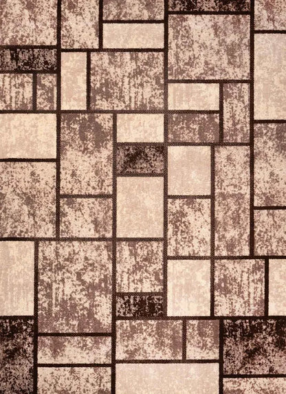  Moderner Teppich Wohnzimmer Geometrisches Muster Meliert In Beige & Braun, Maße:200x280 Cm