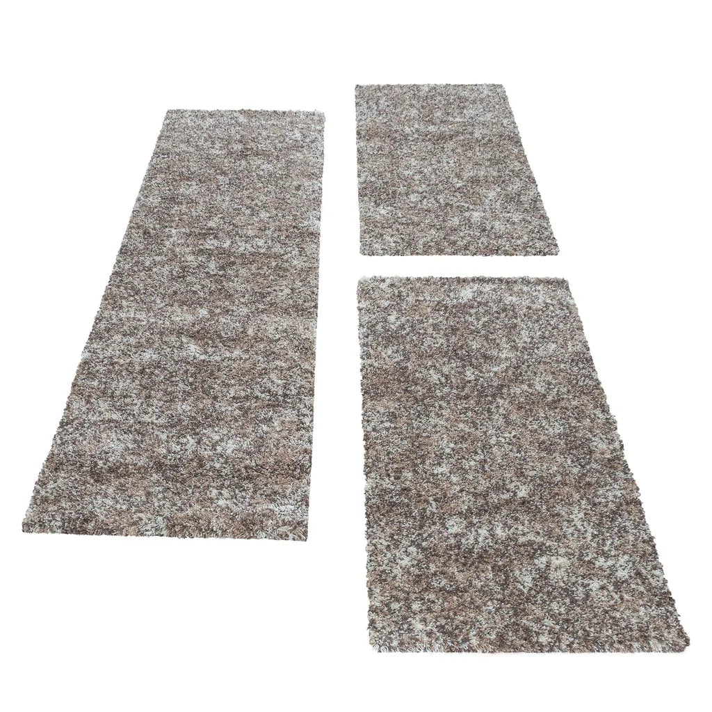  Schlafzimmerteppich,hochflor Shaggy,langflor Bettumrandung,Bunt, Farbe:BEIGE, Grösse:2 X 60x110 Cm + 1 X 80x250 Cm