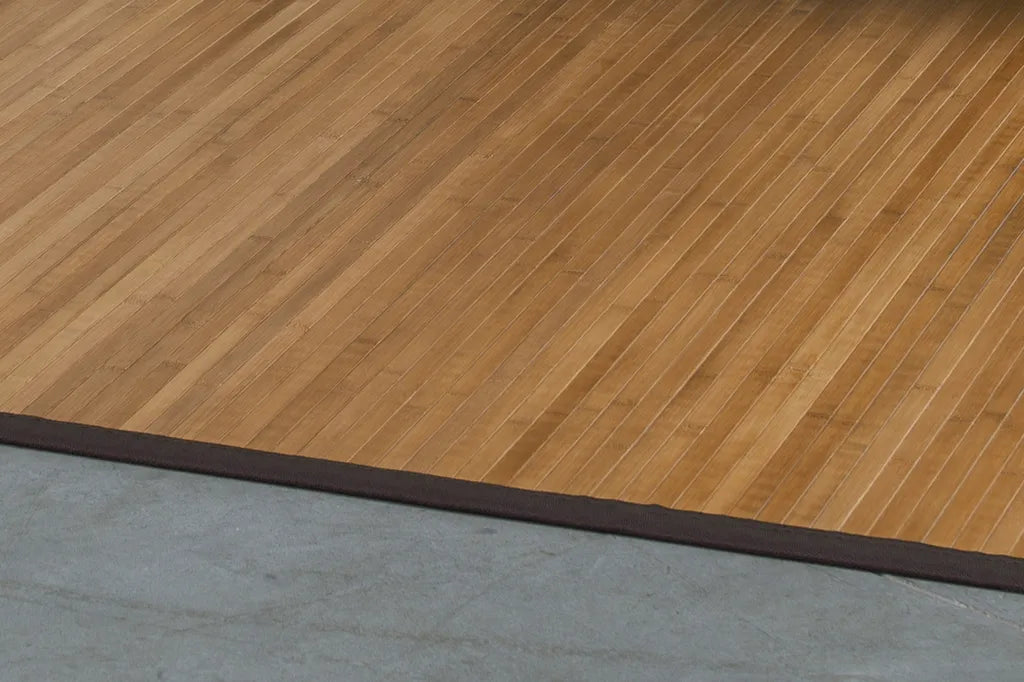  Bambusteppich NATURALIS 120x180cm, 17mm Stege Und Breite Braune Bordüre, Farbe: Caramel