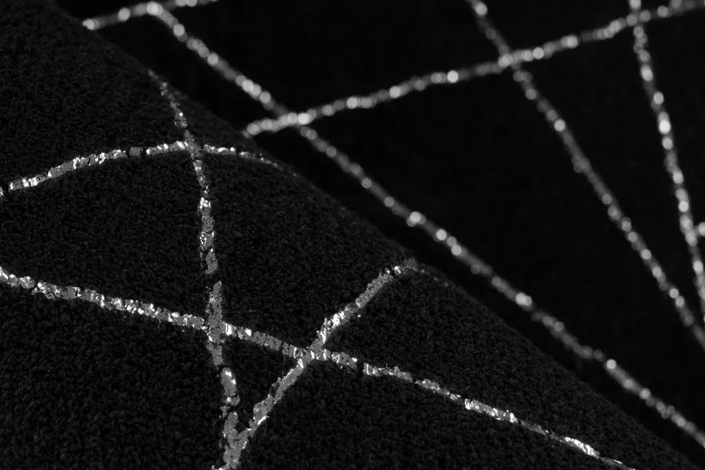  Kayoom - Hochflor Teppich Bijou 125 Schwarz / Silber Grösse: 120cm X 170cm
