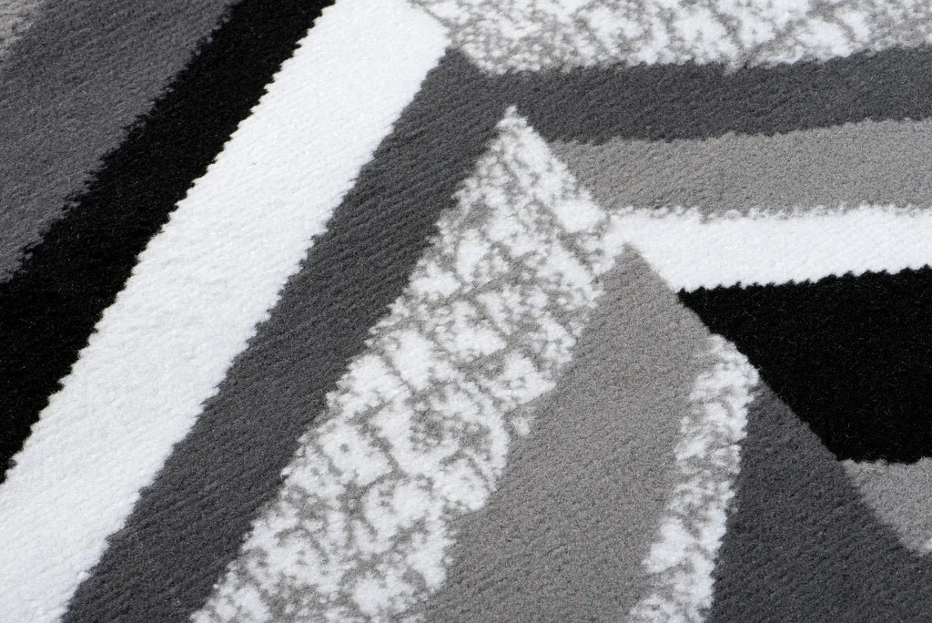  Läufer Teppich Meterware Flur Brücke Wohnzimmer Schlafzimmer Kurzflor Modern Design Meliert Grau Weiß Schwarz 80 X 190