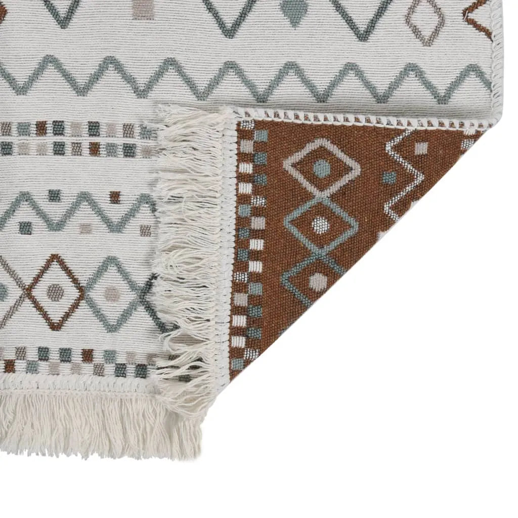  VidaXL Teppich Beige Und Blau 100x200 Cm Baumwolle
