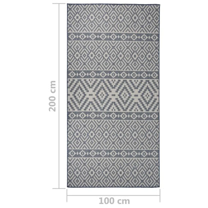  VidaXL Outdoor-Teppich Flachgewebe 100x200 Cm Blau Gestreift