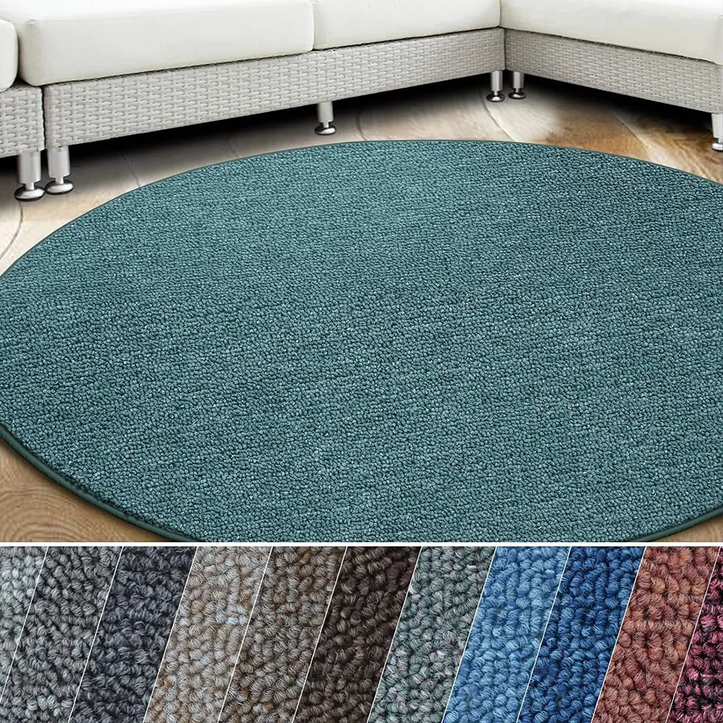  Teppich London Pflegeleichter Flacher Schlingenflor Grün 95 Rund 240 Cm Durchmesser