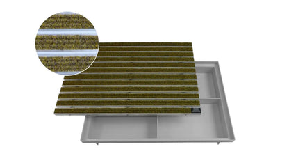  EMCO Eingangsmatte DIPLOMAT Rips Beige 60x40cm 22mm + ACO Bodenwanne Fußmatte Türmatte Abstreifer Fußabtreter