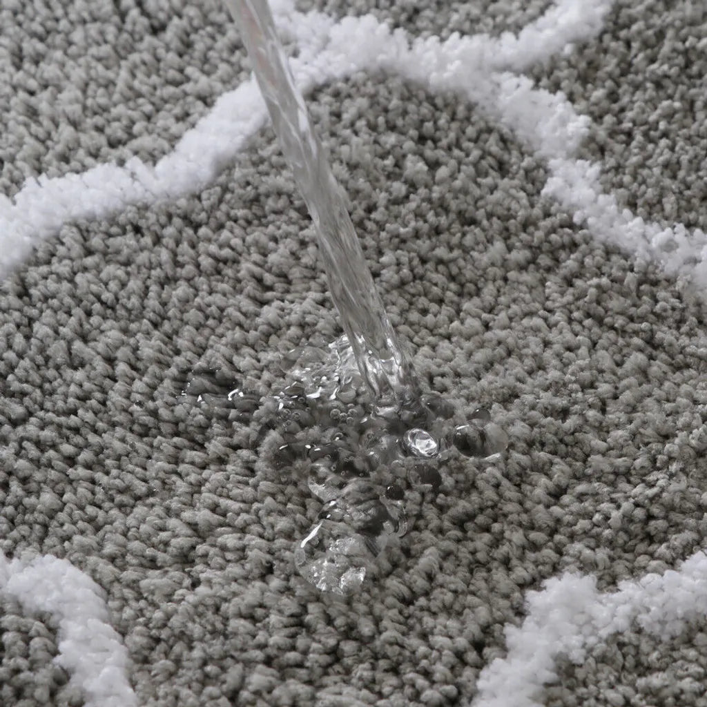  2 Stück Badematten Set Rutschfest Mikrofaser Badteppiche Badezimmerteppich Badvorleger +WC Teppich,Grau
