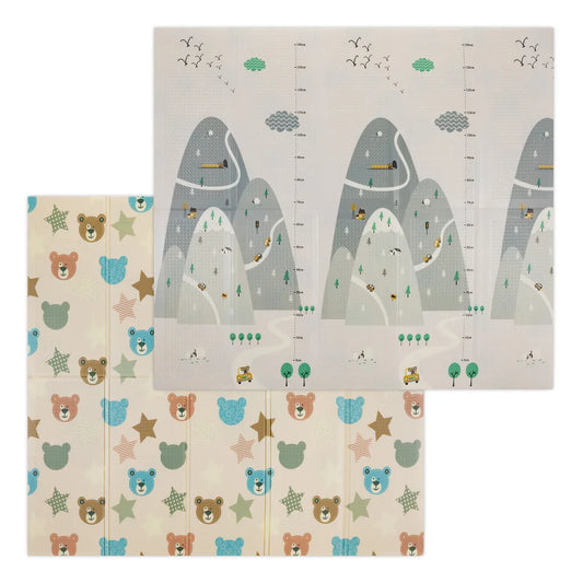  Navaris Baby Spielmatte 200 X 180 Cm Faltbar - Kinder Krabbelmatte Boden Matte - Doppelseitig Wasserdicht Groß - XPE Schaumstoff Unisex - Grau Blau