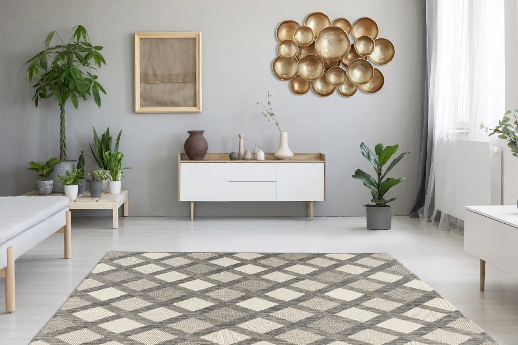  Kayoom - Kurzflor Teppich Splash 800 Creme Grösse: 200cm X 290cm
