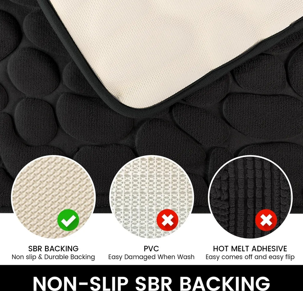  Rutschfeste Badematte Badteppiche 50 X 80 Cm, Badezimmerteppich Mit Memory Foam, Badezimmerteppich Duschvorleger Duschteppich Für Badewanne, Dusche, Badezimmer,Schwarz