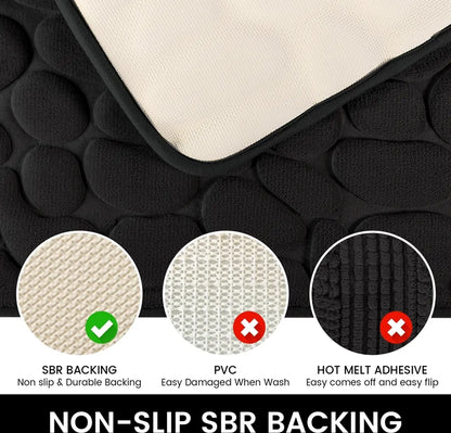  Rutschfeste Badematte Badteppiche 50 X 80 Cm, Badezimmerteppich Mit Memory Foam, Badezimmerteppich Duschvorleger Duschteppich Für Badewanne, Dusche, Badezimmer,Schwarz