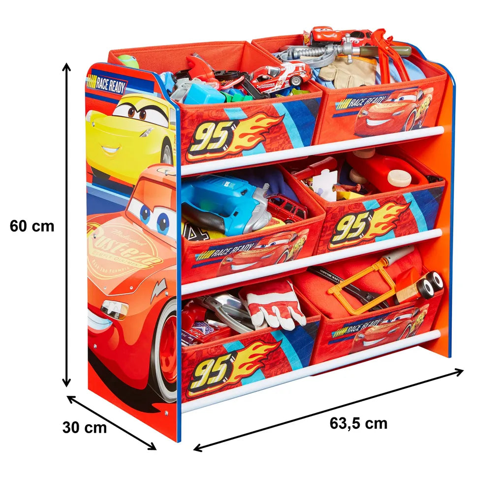  Worlds Appart Disney Cars - Regal Zur Spielzeugaufbewahrung Mit Sechs Kisten Für Kinder, 471CAA