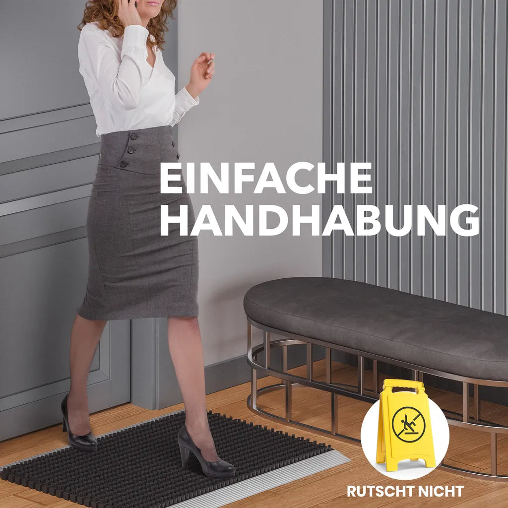  Fußmatte Außen Alu Mit Bürsten Schwarz, Schmutzfangmatte 60 X 90 Cm, Fußmatte Aussenbereich, Aluminium Türmatte Außen, Fußabtreter Außen, Schuhabstreifer Hauseingang, Bürstenmatte Outdoor, Abtreter