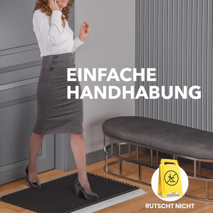  Fußmatte Außen Alu Mit Bürsten Schwarz, Schmutzfangmatte 60 X 90 Cm, Fußmatte Aussenbereich, Aluminium Türmatte Außen, Fußabtreter Außen, Schuhabstreifer Hauseingang, Bürstenmatte Outdoor, Abtreter