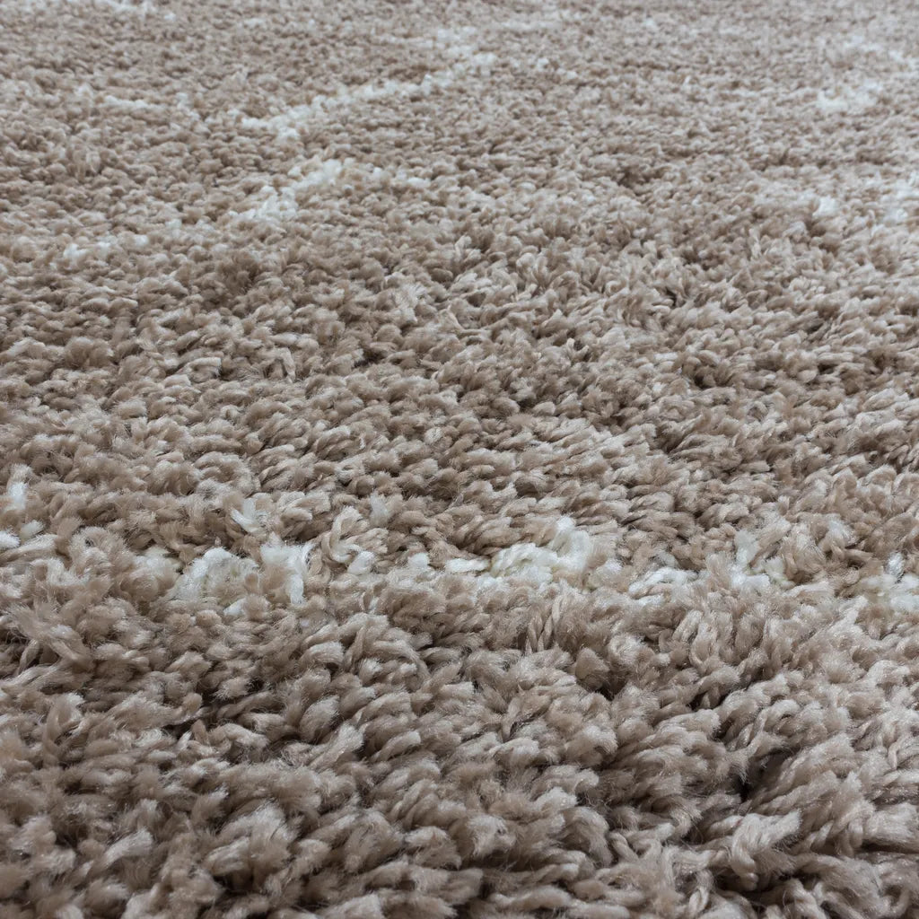  Wohnzimmerteppich,hochflor Shaggy,designer Teppich,Kachel Muster,Farbe:Beige, Farbe:BEIGE, Grösse:160 Cm X 230 Cm