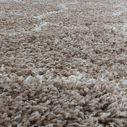  Wohnzimmerteppich,hochflor Shaggy,designer Teppich,Kachel Muster,Farbe:Beige, Farbe:BEIGE, Grösse:160 Cm X 230 Cm