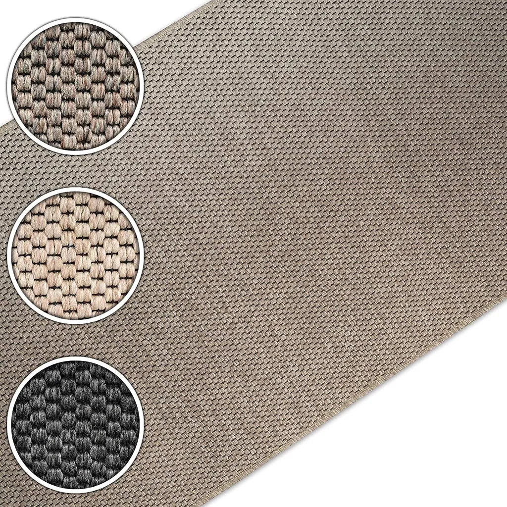  Teppich Läufer Kalkutta Sisaloptik Tiger-Eye-Design Wohnteppich Flurläufer Taupe 66x200 Cm