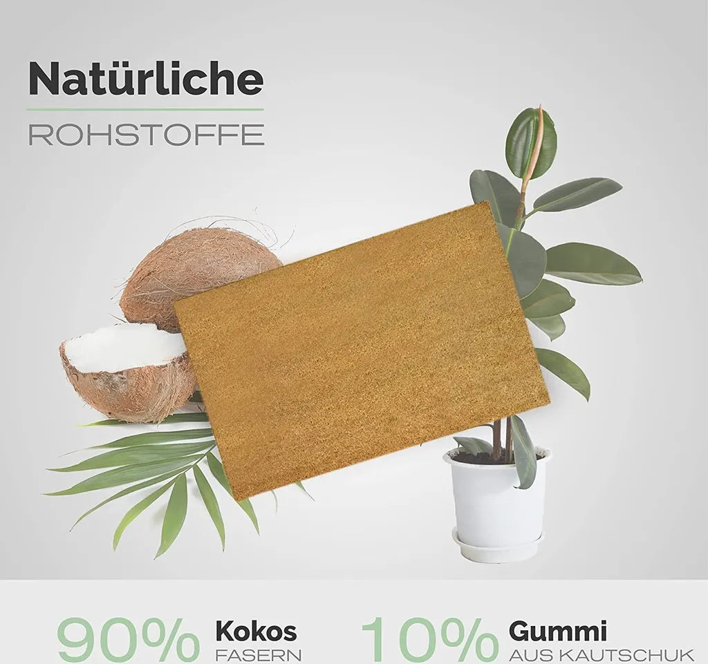  Entrando Fußmatte Aus Kokos - Natur Braun 40x60 Cm - Antibakteriell, Rutschfest, Wetterfest - Optimale Haustür Fussmatte Für Aussen
