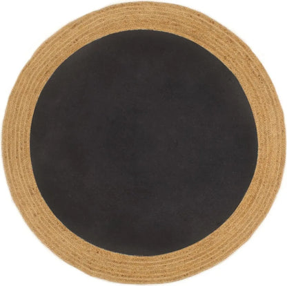  VidaXL Teppich Geflochten Schwarz & Natur 90 Cm Jute & Baumwolle Rund