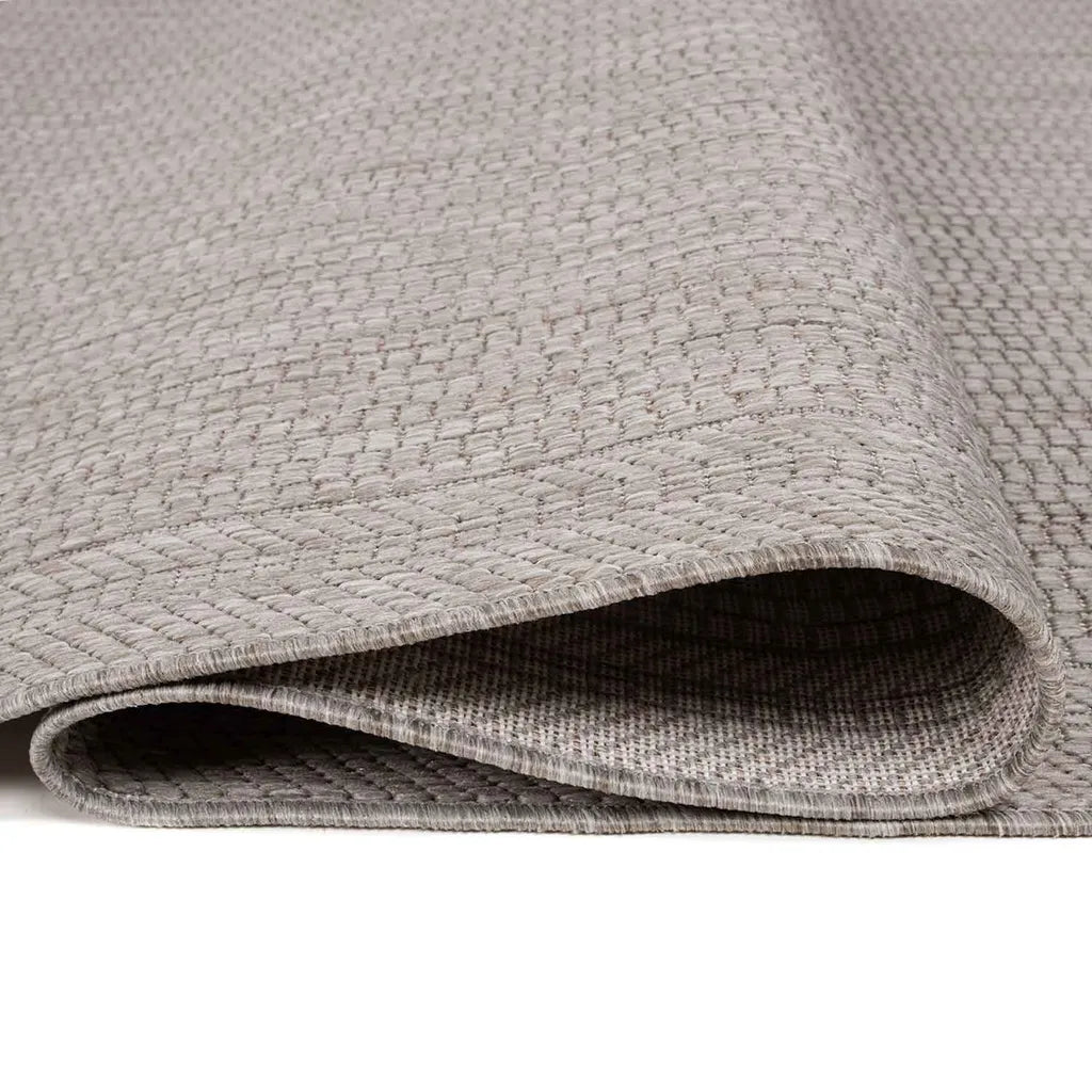  In- Und Outdoor Teppiche Flachgewebe Terrassen Natur Look In Grau & Beige, Farbe:Grau, Maße:140x200 Cm