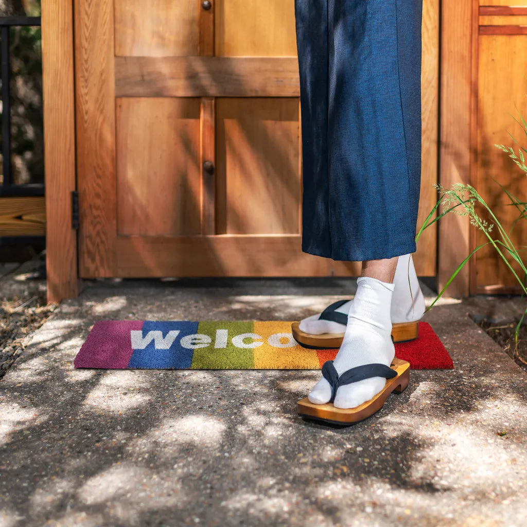  Relaxdays Kokos Fußmatte "Welcome" Regenbogen