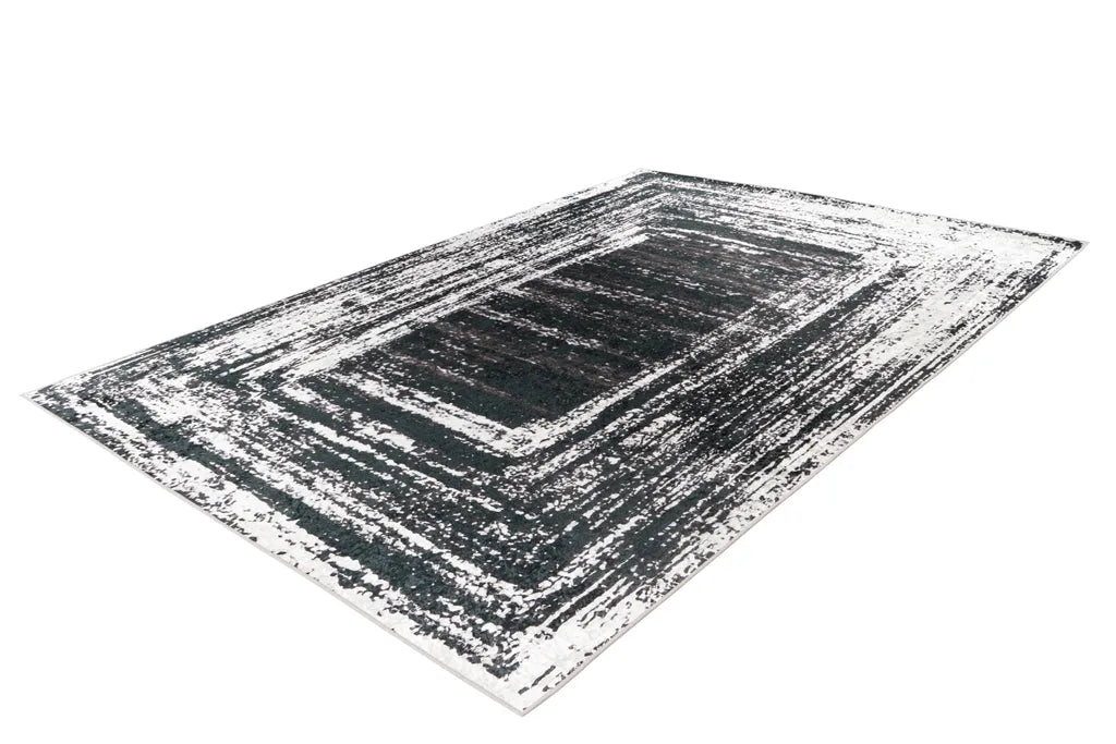  Kayoom - Kurzflor Teppich Rhodin 725 Schwarz / Weiß Grösse: 160cm X 230cm