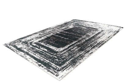  Kayoom - Kurzflor Teppich Rhodin 725 Schwarz / Weiß Grösse: 160cm X 230cm