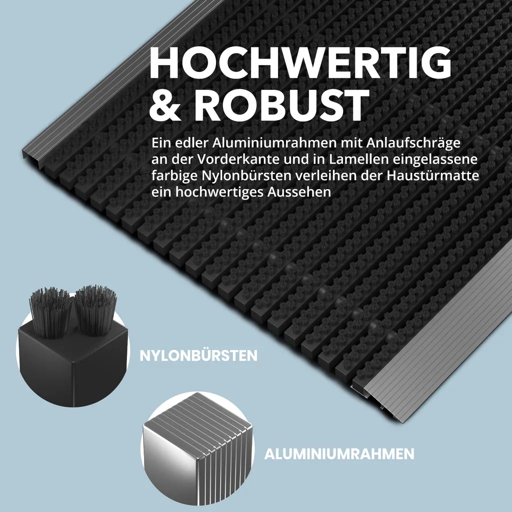 Fußmatte Außen Alu Mit Bürsten Schwarz, Schmutzfangmatte 60 X 90 Cm, Fußmatte Aussenbereich, Aluminium Türmatte Außen, Fußabtreter Außen, Schuhabstreifer Hauseingang, Bürstenmatte Outdoor, Abtreter