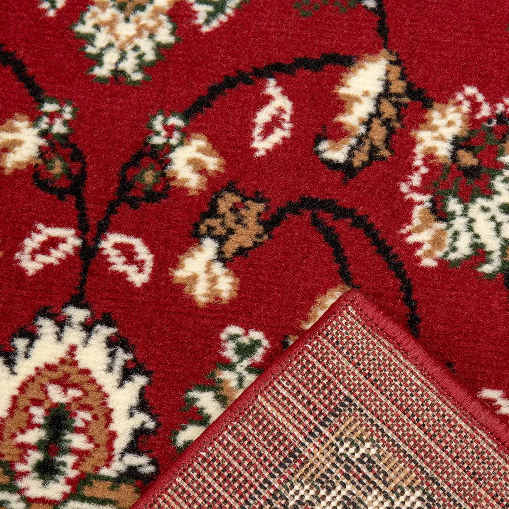  Orient Teppich Rot Beige Klassisch Dicht Gewebt Mit Ornament Und Blumenmotiven, Maße:240x340 Cm